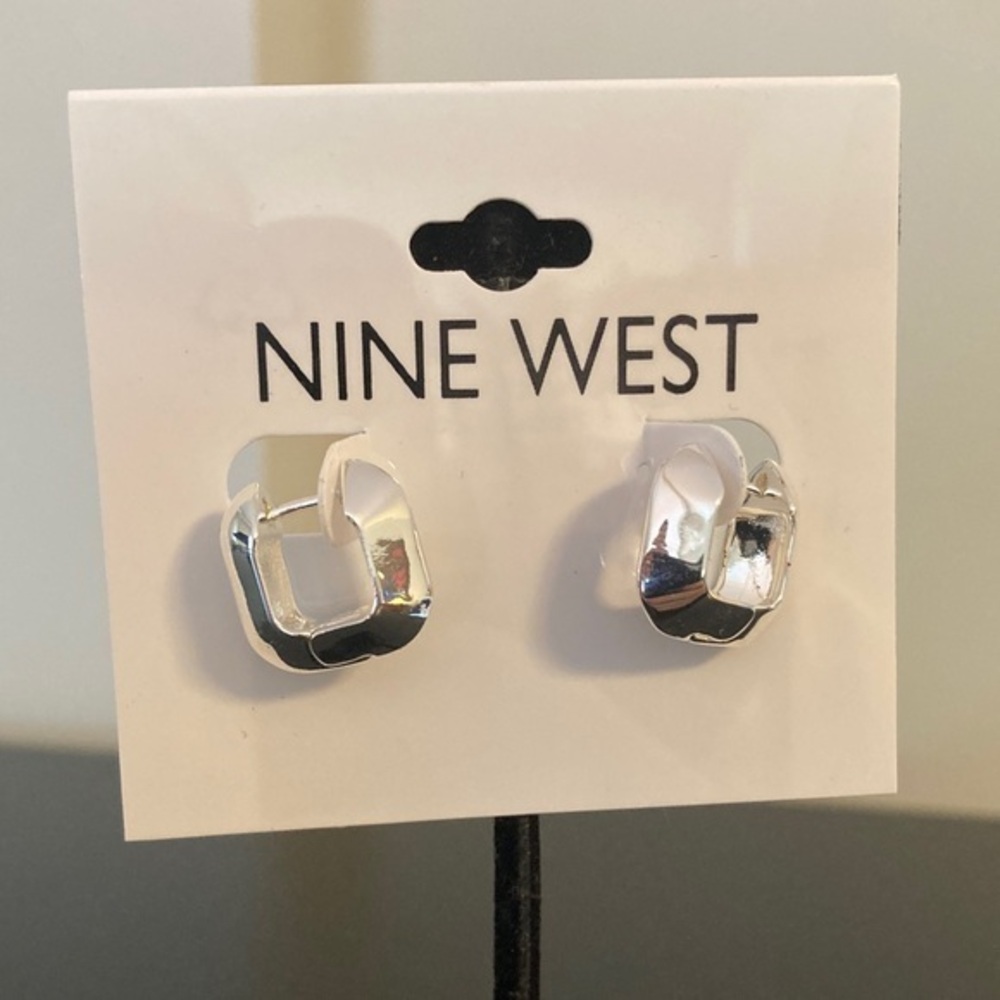 Nine West Shiny Silver Hoop Earrings